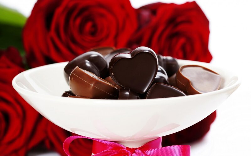 Heart-shaped Chocolates — Red, Romantic, Photograph