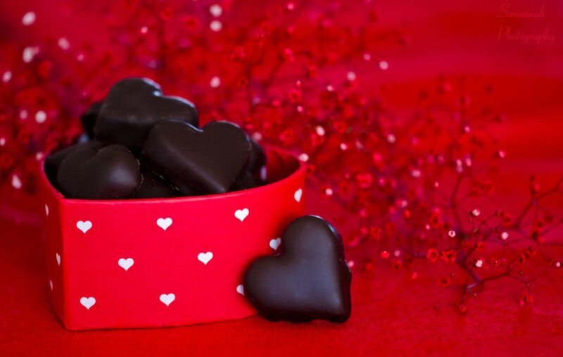 Heart-shaped Chocolates — Red, Romantic