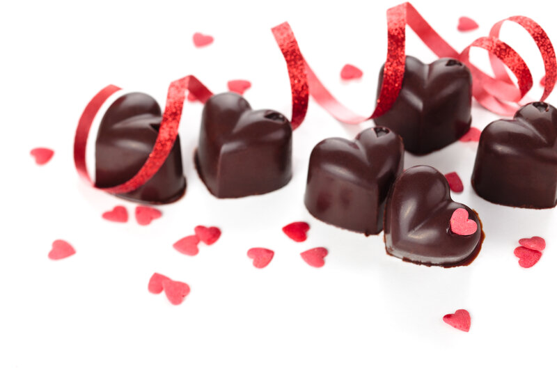 Heart-shaped Chocolates — White, Festive