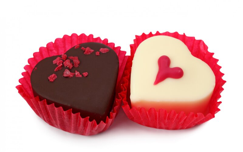 Heart-shaped Chocolates — White, Sweet