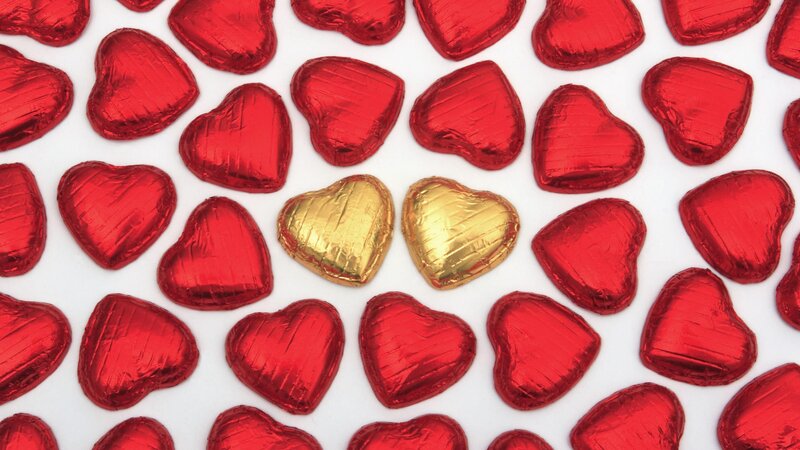 Heart-shaped chocolates with gold accents