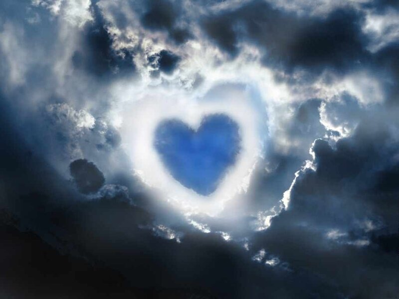 Heart-shaped Cloud — Blue, Dramatic, Digital Art, Clouds