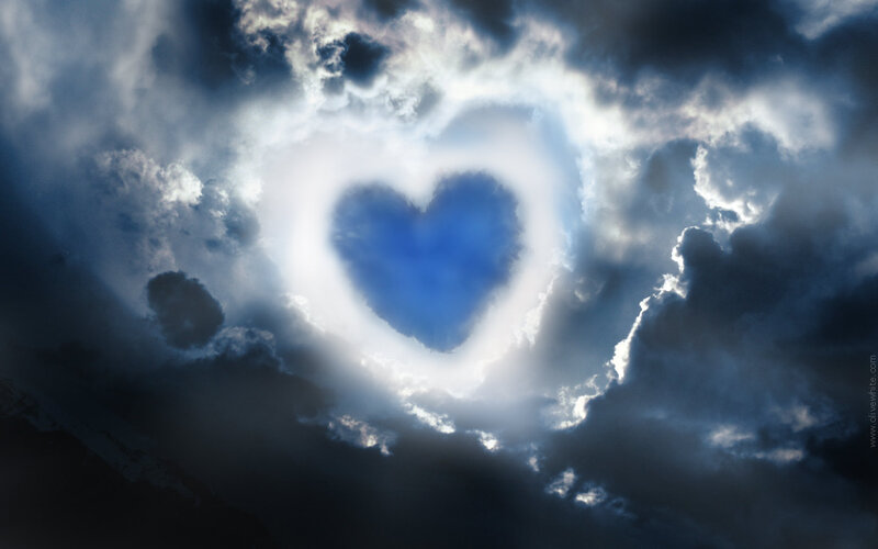 Heart-shaped Cloud — Blue, Dramatic, Digital Art