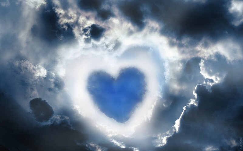 Heart-shaped Cloud — Blue, Dramatic, Photograph