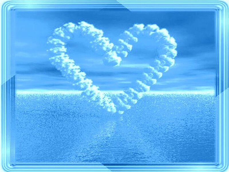 Heart-shaped Cloud — Blue, Serene, Afternoon, Digital Art