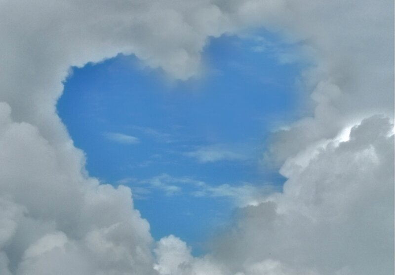 Heart-shaped Cloud — Blue, Serene, Afternoon, Photograph, Sky, Clouds
