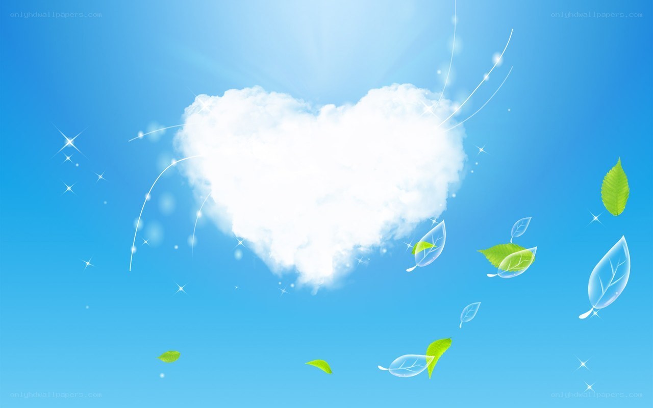heart-shaped cloud in blue sky