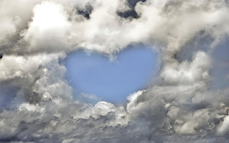 Heart-shaped Cloud Opening — Blue