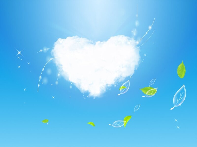 heart-shaped cloud with leaves