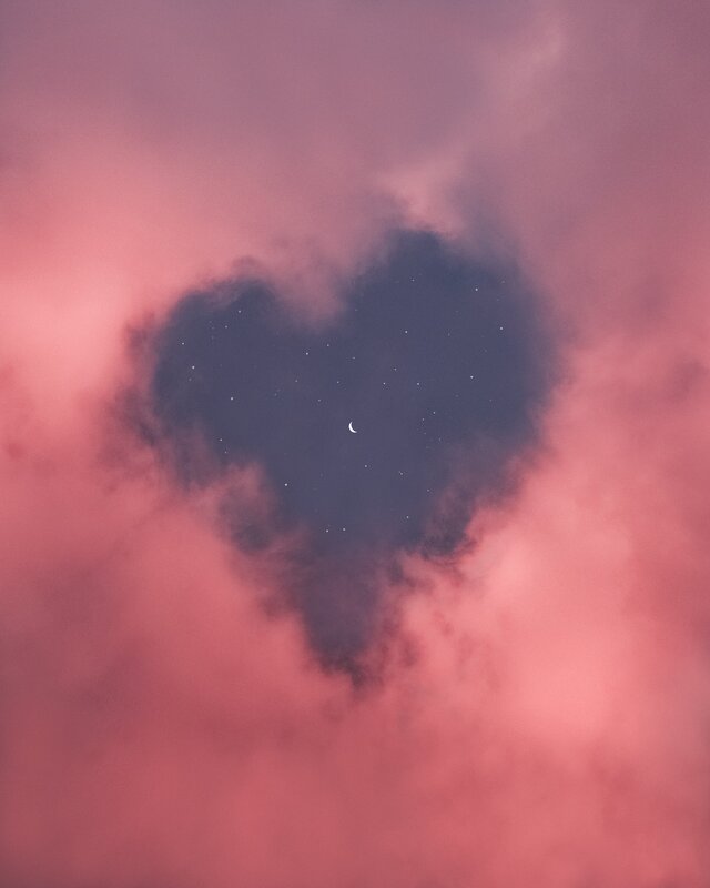 Heart-shaped Cloud with Moon