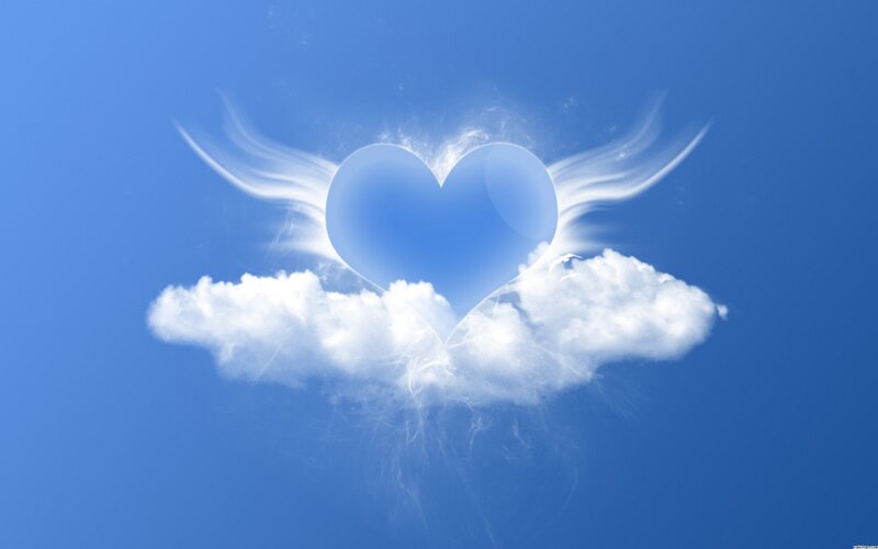 Heart-shaped Cloud with Wings — Blue
