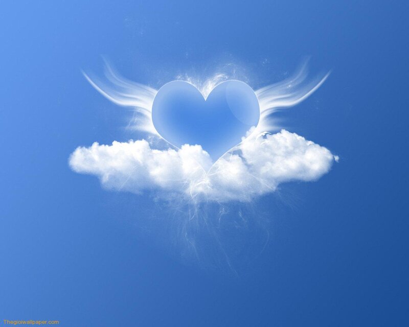 heart-shaped cloud with wings