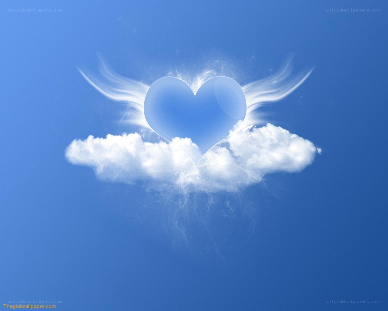 heart-shaped cloud with wings