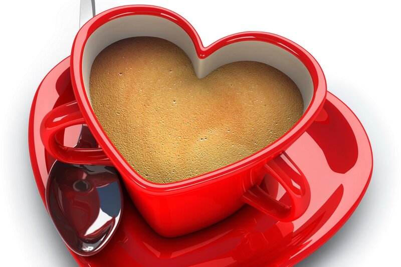 Heart-shaped Coffee Cup — Red, Calm, 3d Render