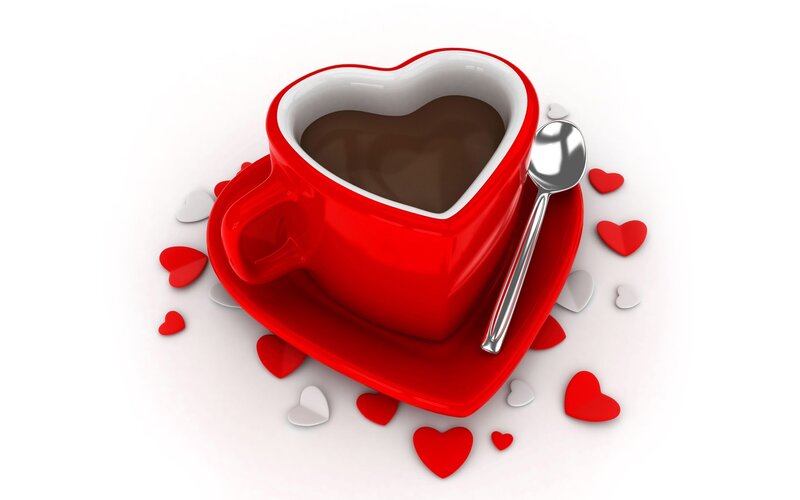 Heart-shaped Coffee Cup — Red, Romantic, 3d Render