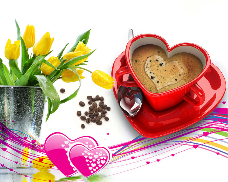 Heart-shaped Coffee Cup — Red, Romantic