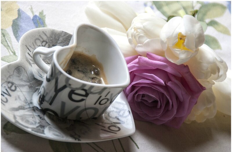 Heart-shaped Coffee Cup — White, Serene, Morning