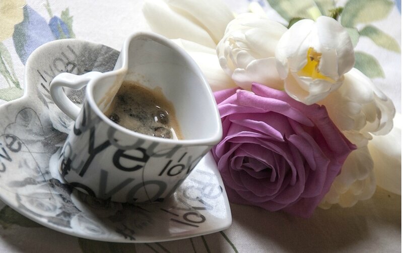 Heart-shaped Coffee Cup — White, Serene, Photograph