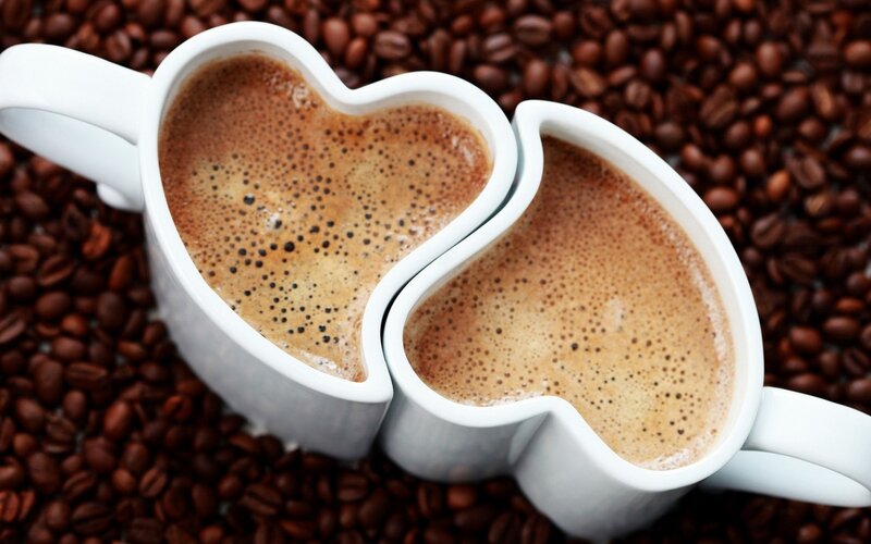 Heart-shaped Coffee Cups — Brown, Calm, Photograph
