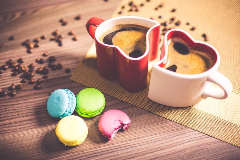 Heart-shaped Coffee Cups — Brown, Cozy, Morning