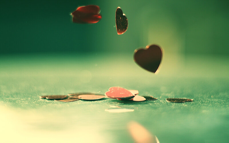 Heart-shaped Confetti — Green, Dreamy