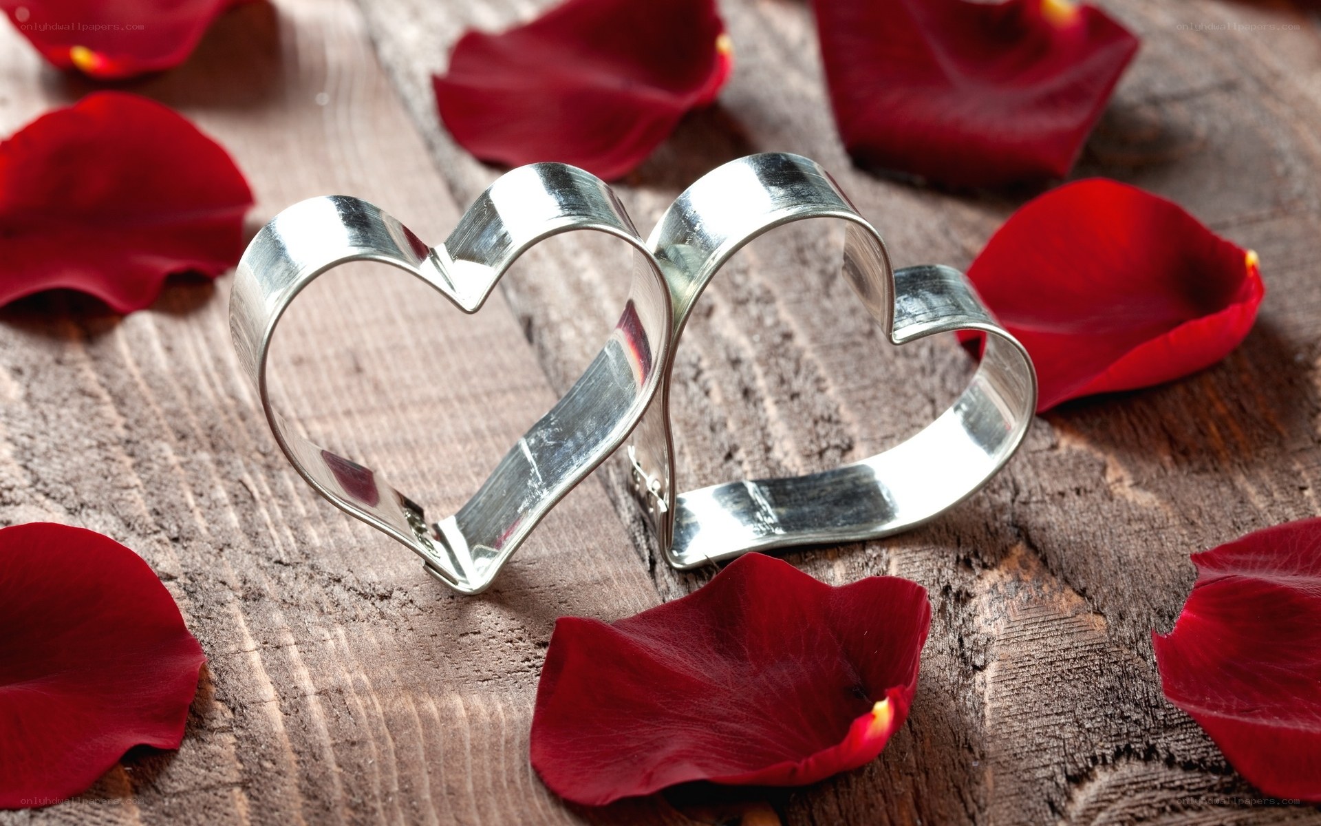 heart-shaped cookie cutters with rose petals