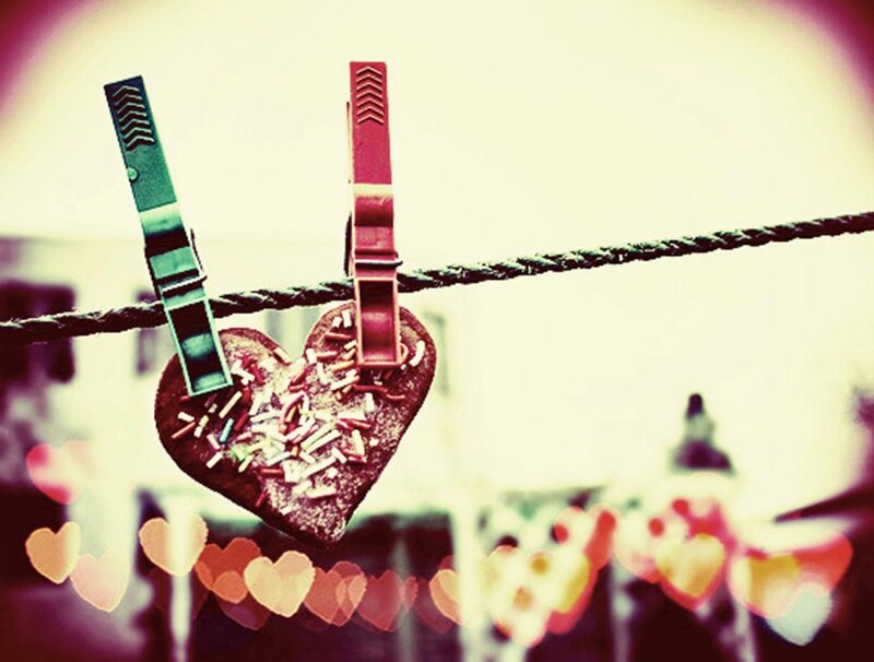Heart-shaped Cookie on Clothesline