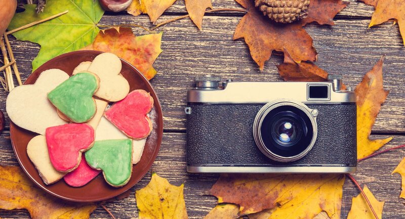 Heart-shaped Cookies and Camera