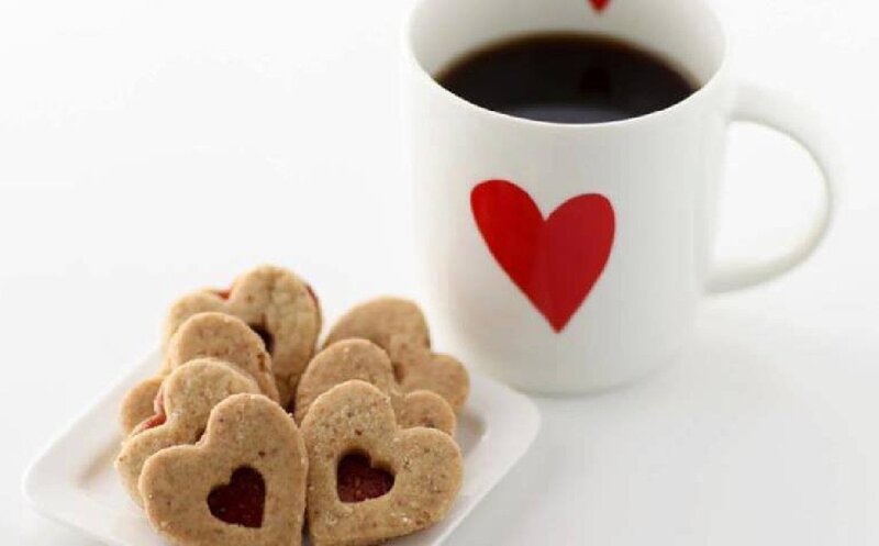 Heart-shaped Cookies and Coffee — White, Calm