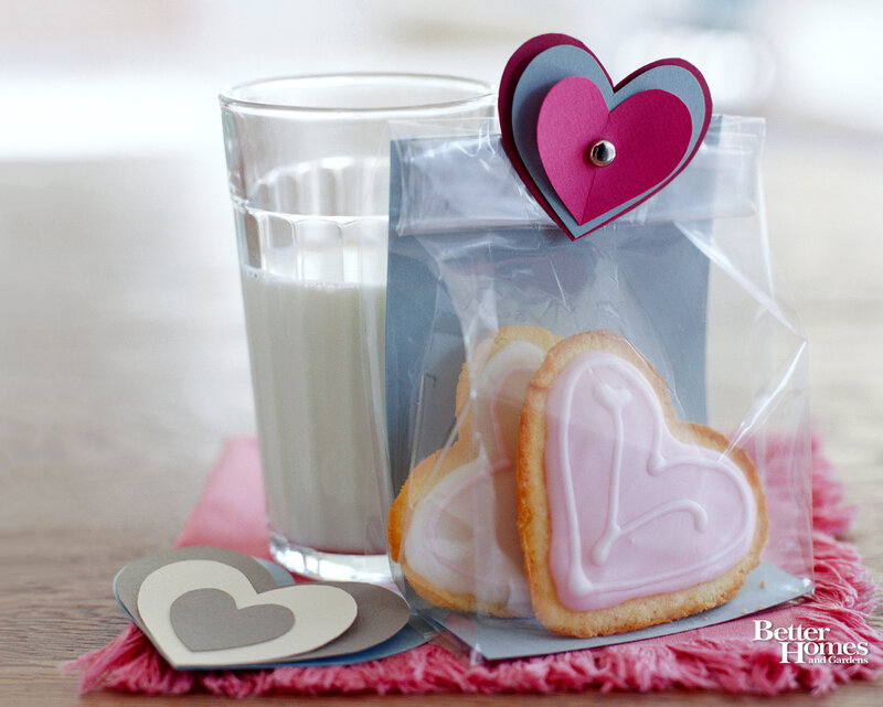 Heart-shaped Cookies and Milk