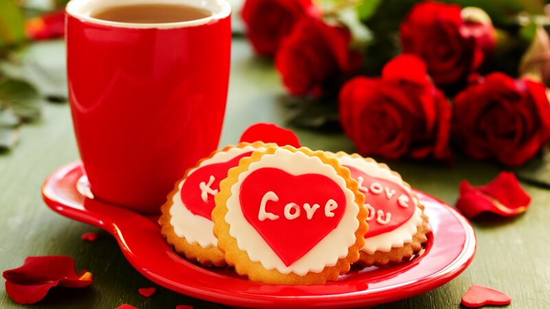 Heart-shaped Cookies and Roses