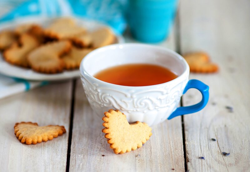 Heart-shaped Cookies and Tea