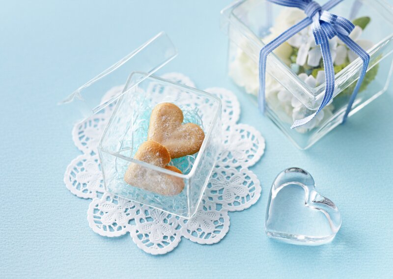 Heart-shaped cookies in a box