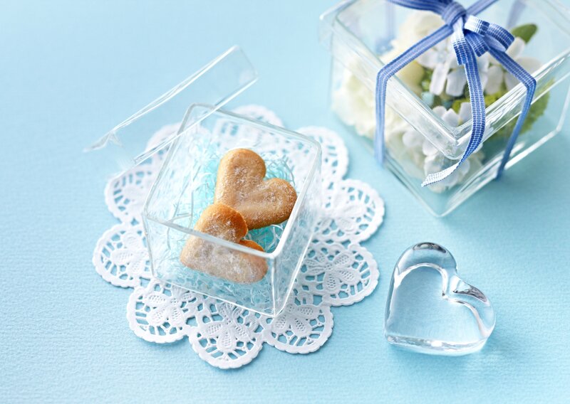 Heart-shaped cookies in a gift box