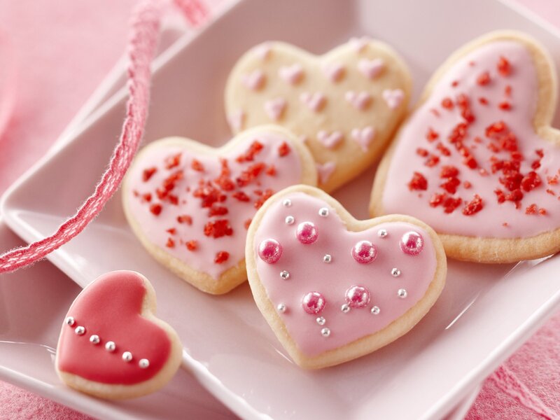 heart-shaped cookies on a plate