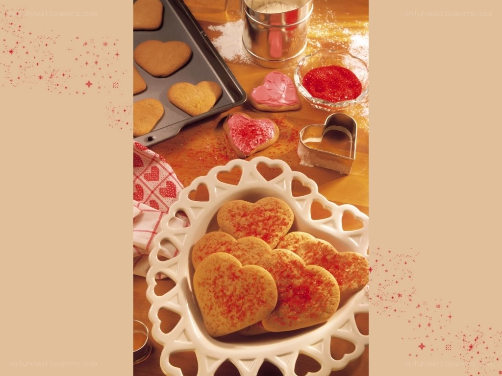 heart-shaped cookies on display