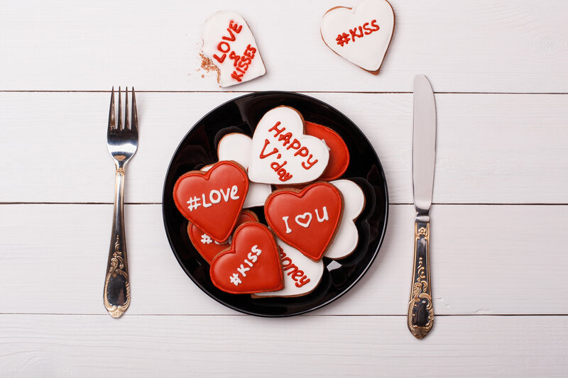Heart-shaped Cookies on Plate — White