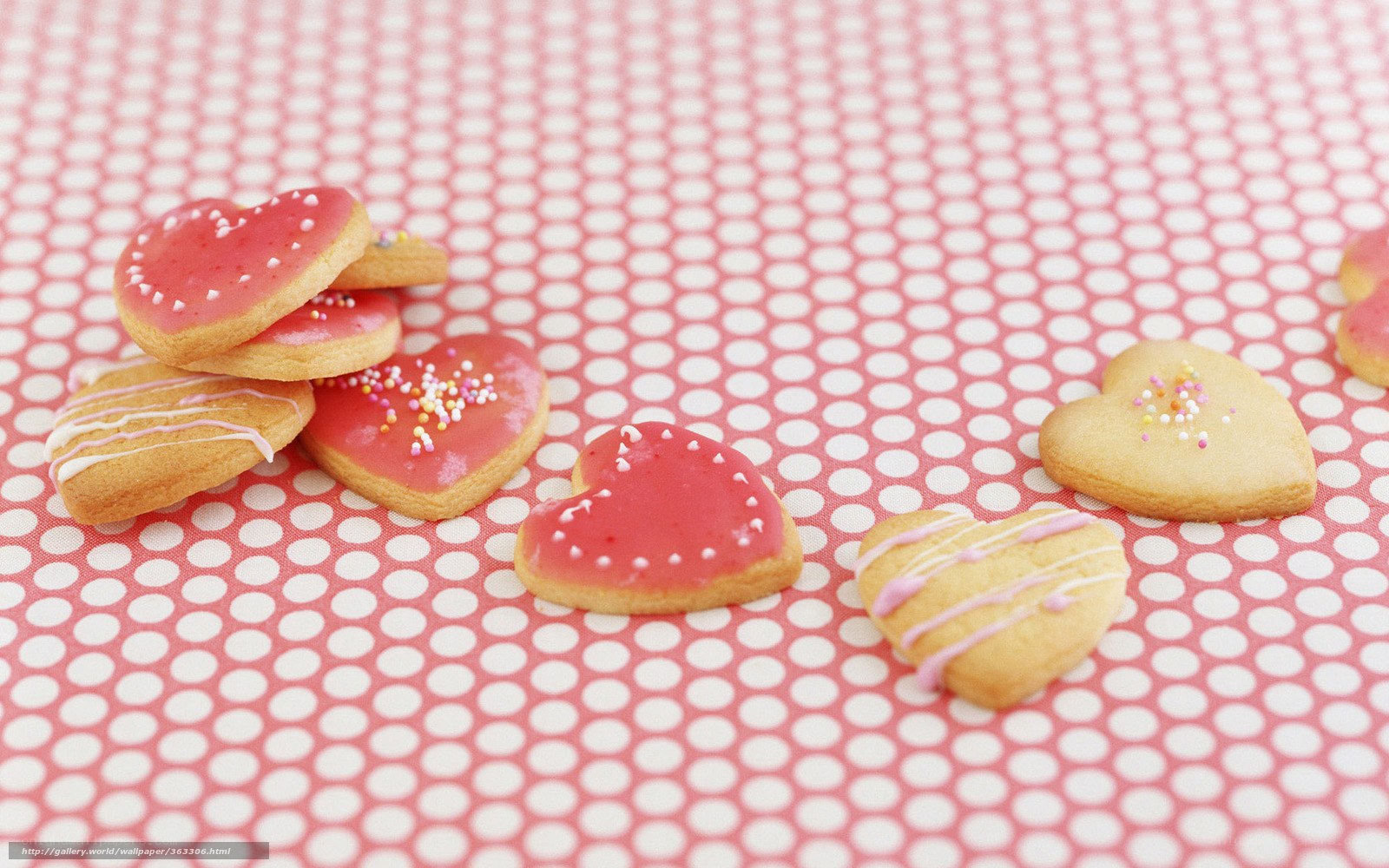 heart-shaped cookies on polka dot