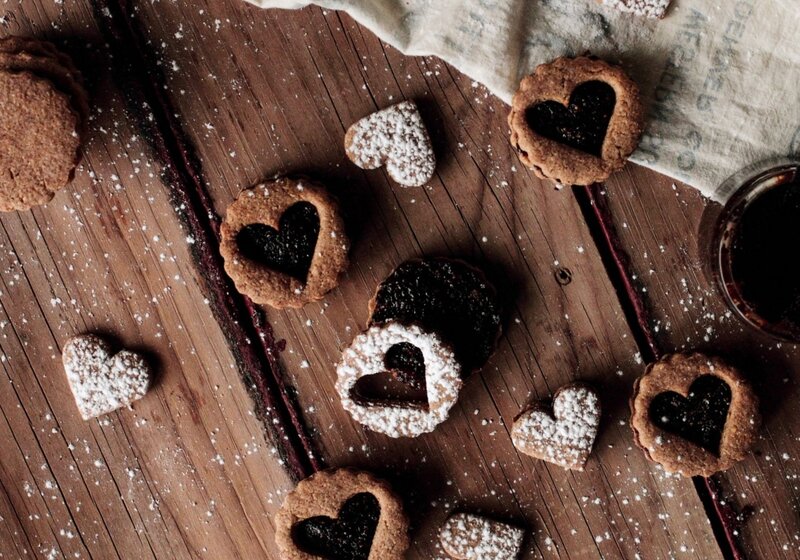 Heart-shaped Cookies on Wood — Brown
