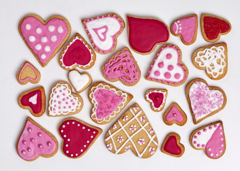 Heart-shaped Cookies — Pink, Festive, Photograph, Icing, Sprinkles, Sugar
