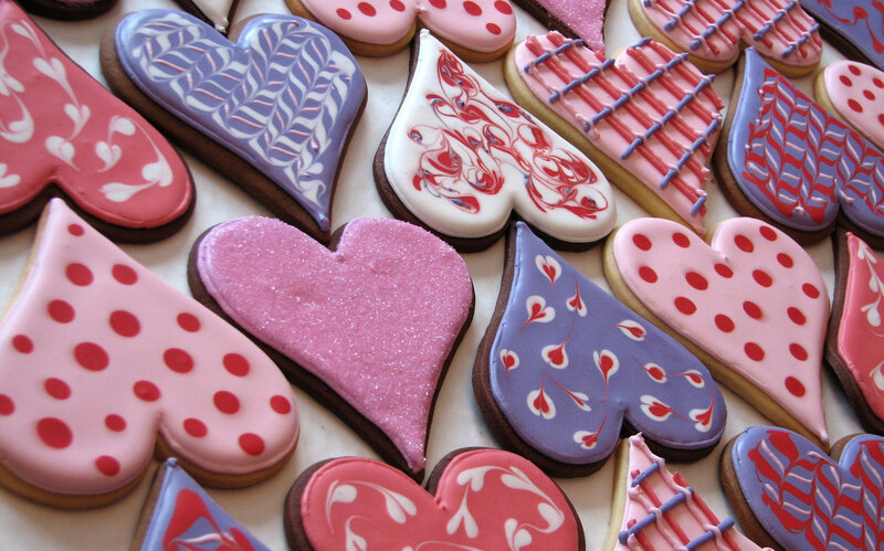 Heart-shaped Cookies — Pink, Festive, Photograph, Icing