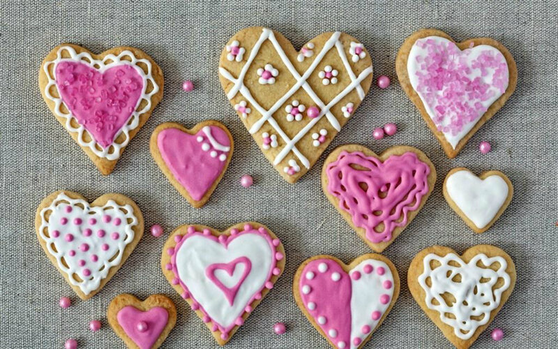 Heart-shaped Cookies — Pink, Festive, Photograph, Sprinkles