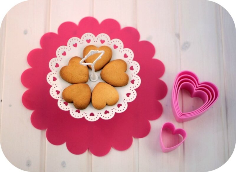Heart-shaped Cookies — Pink, Sweet, Photograph, Cookie Cutters
