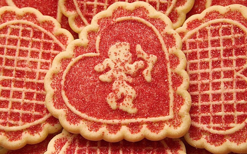 Heart-shaped Cookies — Red, Festive, Photograph, Cupid