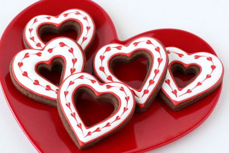 Heart-shaped Cookies — Red, Festive, Photograph