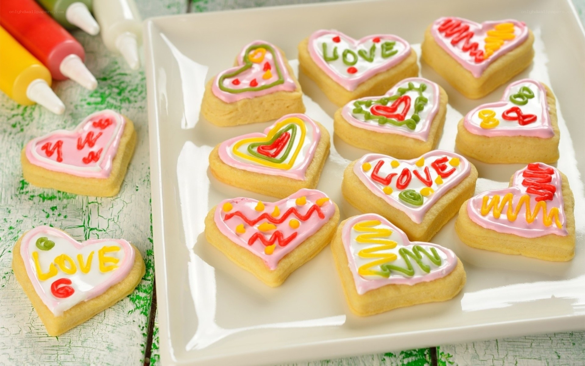 heart-shaped cookies with icing