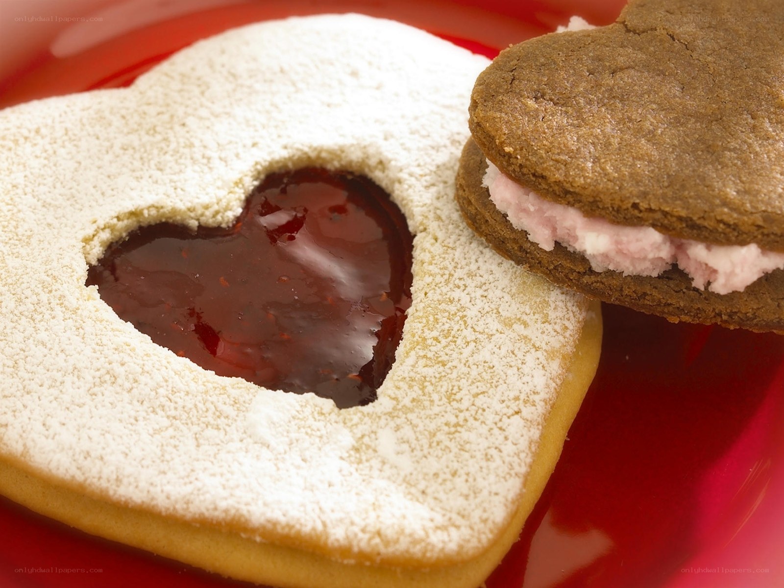 heart-shaped cookies with jam