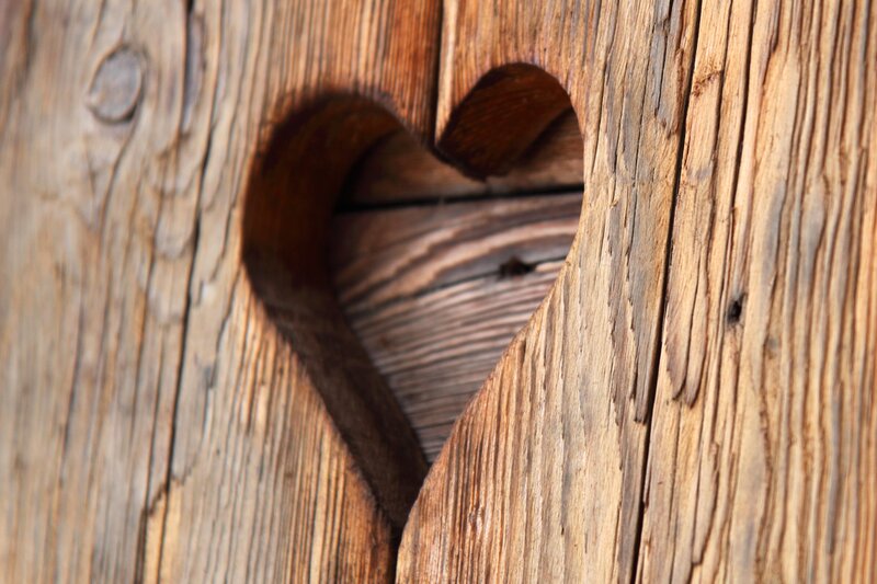 Heart-shaped Cutout in Wood — Brown