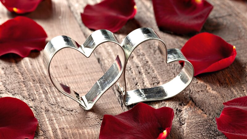 heart-shaped cutters with rose petals