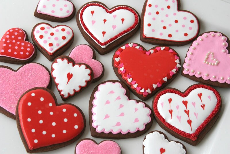 Heart-shaped Decorated Cookies — Red